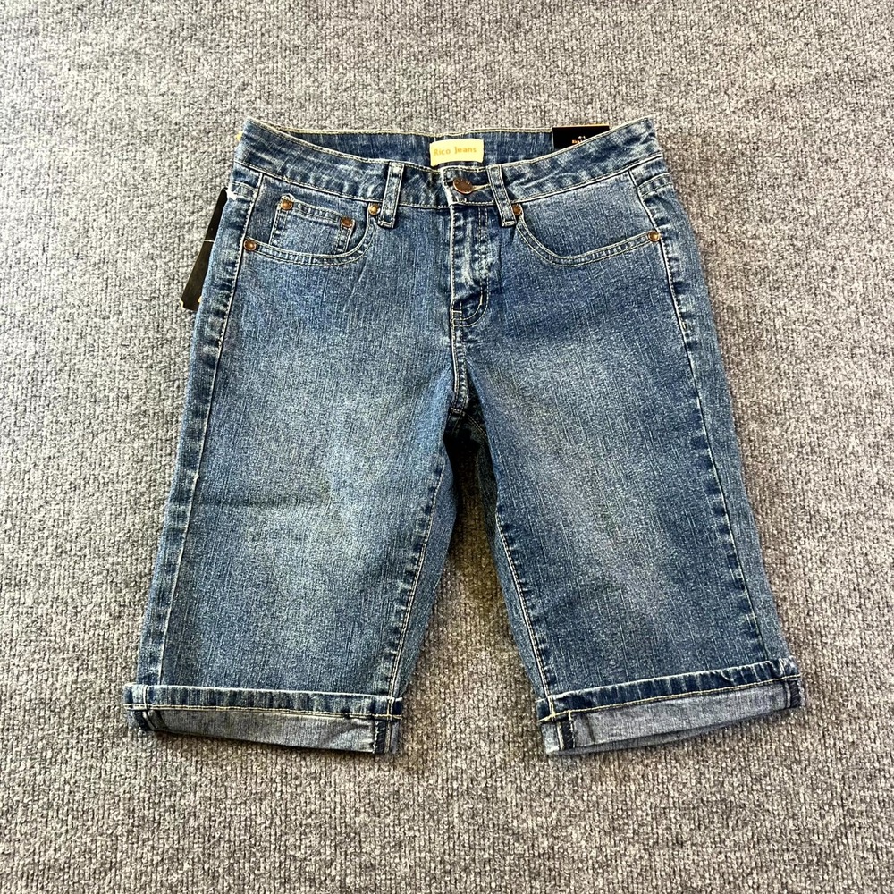 NEW Rico Jeans Bermuda Shorts Womens 5 Blue Denim RC-5033B Preppy Casual Summer